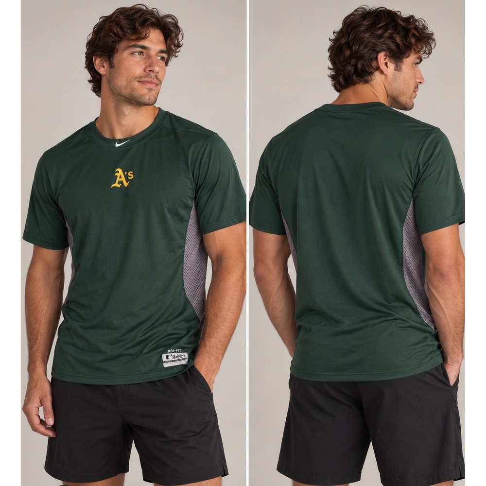 Nike Pro Combat Oakland Athletics MLB Dri-FIT Shirt Mens XXL Green Training Top